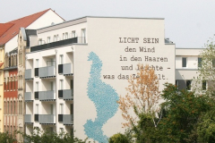 Licht sein - Wandbild viewed from Bhf Mitte Dresden 2015